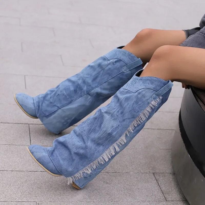 GlamStride Denim Botları