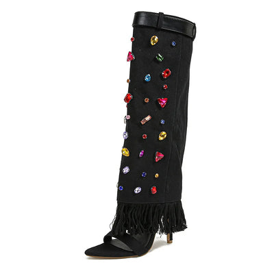 Kristal Diva Denim Topuklar